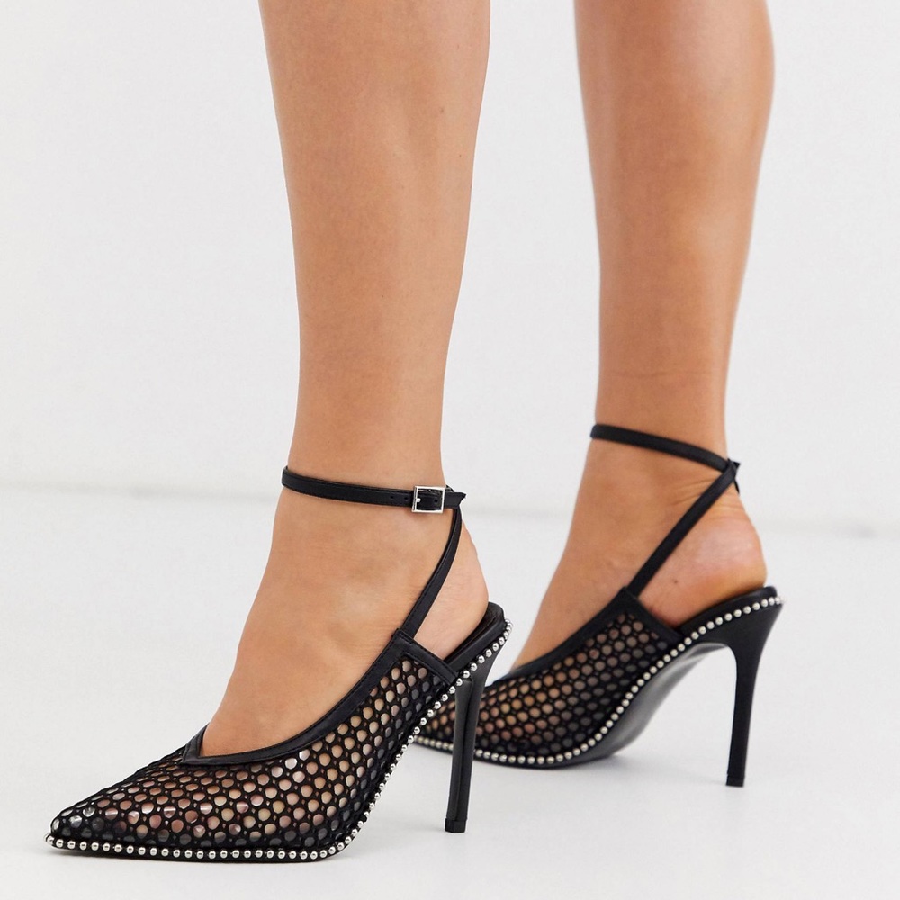ASOS Design Wide Fit Heels w/ Studs in Black Sz 10